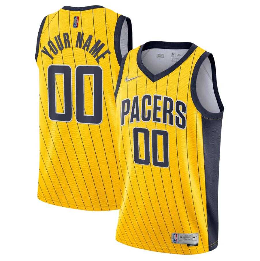 Men & Youth Customized Indiana Pacers Active Player Gold Earned Edition Swingman Stitched Jersey